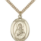 St. Rita Baseball Medal, Gold Filled, Large - 24" 2.4mm Gold Plated Chain + Clasp