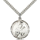 St. Francis of Assisi Medal, Sterling Silver - 24" 2.4mm Rhodium Plate Endless Chain