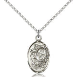 Miraculous Medal, Sterling Silver - 18" 1.2mm Sterling Silver Chain + Clasp