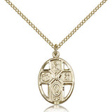 5 Way Cross Holy Spirit Medal, Gold Filled - Gold-tone