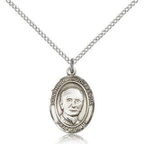St. Hannibal Medal, Sterling Silver, Medium - 18" 1.2mm Sterling Silver Chain + Clasp