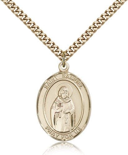 St. Samuel Medal, Gold Filled, Large - 24" 2.4mm Gold Plated Chain + Clasp