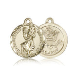 St. Christopher Army Medal, 14 Karat Gold - 14 KT Yellow Gold