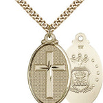 Army Cross Pendant, Gold Filled - 24" 2.4mm Gold Plated Endless Chain