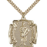 St. Florian Medal, Gold Filled - 24" 2.4mm Gold Plated Endless Chain