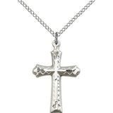Cross Pendant, Sterling Silver - 18" 1.2mm Sterling Silver Chain + Clasp