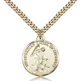 Guardian Angel Medal, Gold Filled - 24" 2.4mm Gold Plated Endless Chain