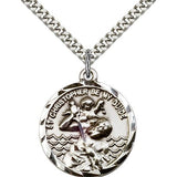 St. Christopher Medal, Sterling Silver - 24" 2.4mm Rhodium Plate Endless Chain