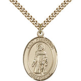 St. Peregrine Laziosi Medal, Gold Filled, Large - 24" 2.4mm Gold Plated Chain + Clasp