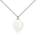 Heart Medal, Sterling Silver - 18" 1.2mm Sterling Silver Chain + Clasp