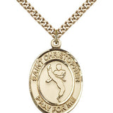 St. Christopher Martial Arts Medal, Gold Filled, Large - 24" 2.4mm Gold Plated Chain + Clasp