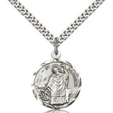 St. Patrick Medal, Sterling Silver - 24" 2.4mm Rhodium Plate Endless Chain