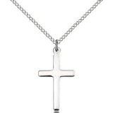Cross Pendant, Sterling Silver - 18" 1.2mm Sterling Silver Chain + Clasp