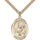 St. Meinrad of Einsideln Medal, Gold Filled, Large - 24" 2.4mm Gold Plated Chain + Clasp