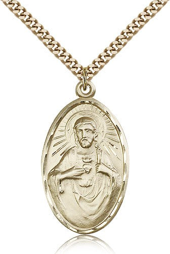 Scapular Medal, Gold Filled - 24" 2.4mm Gold Plated Endless Chain