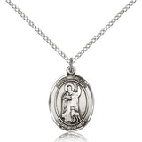 St. Drogo Medal, Sterling Silver, Medium - 18" 1.2mm Sterling Silver Chain + Clasp