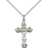 Cross Pendant, Sterling Silver - 18" 1.2mm Sterling Silver Chain + Clasp