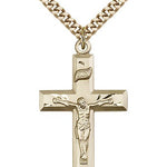 Crucifix Pendant, Gold Filled - 24" 2.4mm Gold Plated Endless Chain