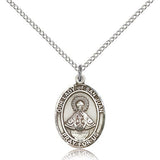 Our Lady of San Juan Medal, Sterling Silver, Medium - 18" 1.2mm Sterling Silver Chain + Clasp