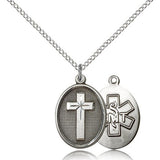 EMT Cross Pendant, Sterling Silver - 18" 1.2mm Sterling Silver Chain + Clasp