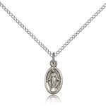Miraculous Medal, Sterling Silver - 18" 1.2mm Sterling Silver Chain + Clasp