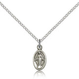 Miraculous Medal, Sterling Silver - 18" 1.2mm Sterling Silver Chain + Clasp