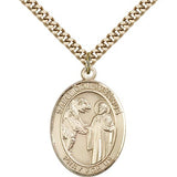 St. Columbanus Medal, Gold Filled, Large - 24" 2.4mm Gold Plated Chain + Clasp
