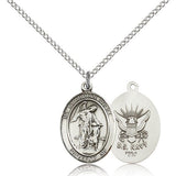 Guardian Angel Navy Medal, Sterling Silver, Medium - 18" 1.2mm Sterling Silver Chain + Clasp