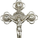 Crucifix Pendant, Sterling Silver - 24" 2.4mm Rhodium Plate Endless Chain
