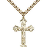 Crucifix Pendant, Gold Filled - 24" 2.4mm Gold Plated Endless Chain