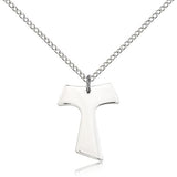 Tau Cross Pendant, Sterling Silver - 18" 1.2mm Sterling Silver Chain + Clasp