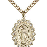 Miraculous Medal, Gold Filled - 24" 2.4mm Gold Plated Endless Chain