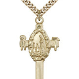 Cross Pendant, Gold Filled - 24" 2.4mm Gold Plated Endless Chain