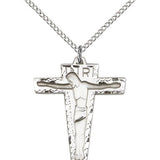 Primative Crucifix Pendant, Sterling Silver - 18" 1.2mm Sterling Silver Chain + Clasp