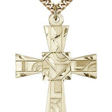Mosaic Cross Pendant, Gold Filled - 24" 2.4mm Gold Plated Endless Chain