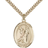 St. Roch Medal, Gold Filled, Large - 24" 2.4mm Gold Plated Chain + Clasp