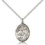Sts. Cosmas and Damian Medal, Sterling Silver, Medium - 18" 1.2mm Sterling Silver Chain + Clasp
