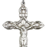Crucifix Pendant, Sterling Silver - 24" 2.4mm Rhodium Plate Endless Chain