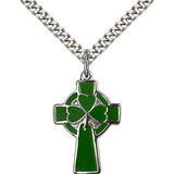 Celtic Cross Pendant, Sterling Silver - 24" 2.4mm Rhodium Plate Endless Chain