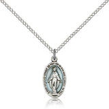 Miraculous Medal, Sterling Silver - 18" 1.2mm Sterling Silver Chain + Clasp