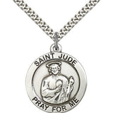 St. Jude Medal, Sterling Silver - 24" 2.4mm Rhodium Plate Endless Chain
