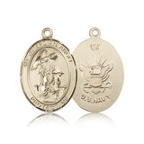 Guardian Angel Navy Medal, 14 Karat Gold, Large - 14 KT Yellow Gold