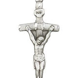 Crucifix Pendant, Sterling Silver - 24" 2.4mm Rhodium Plate Endless Chain