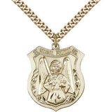 St. Michael the Archangel Medal, Gold Filled - 24" 2.4mm Gold Plated Endless Chain