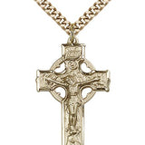 Celtic Crucifix Pendant, Gold Filled - 24" 2.4mm Gold Plated Endless Chain