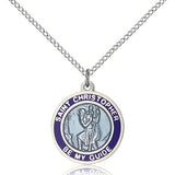 St. Christopher Medal, Sterling Silver - 18" 1.2mm Sterling Silver Chain + Clasp