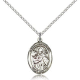 St. Januarius Medal, Sterling Silver, Medium - 18" 1.2mm Sterling Silver Chain + Clasp