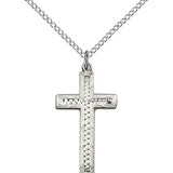 Cross Pendant, Sterling Silver - 18" 1.2mm Sterling Silver Chain + Clasp
