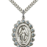 Miraculous Medal, Sterling Silver - 24" 2.4mm Rhodium Plate Endless Chain