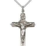 Crucifix Pendant, Sterling Silver - 18" 1.2mm Sterling Silver Chain + Clasp